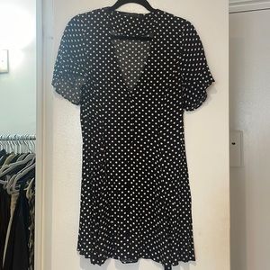 Zara black and white polka dot mini dress